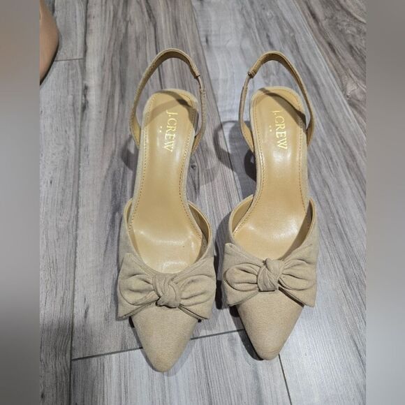 J.Crew $128 Bow Kitten sling back Heels in Sandstone Size 5 BW884 - Picture 12 of 13